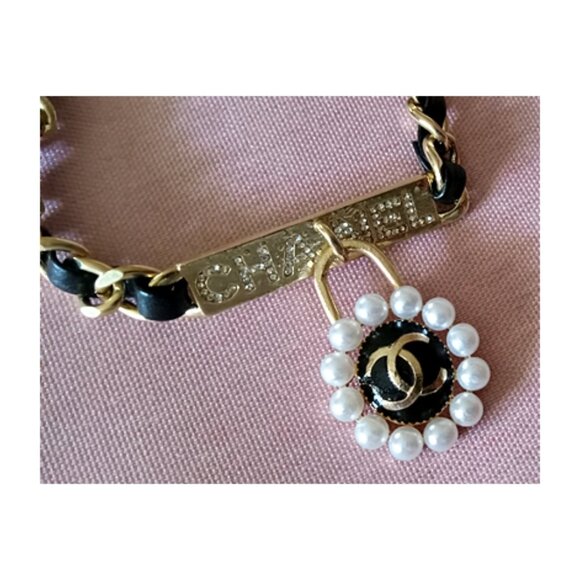 Fashion Jewelry Choker Gold & Black Faux Pearls - Picture 3 of 7